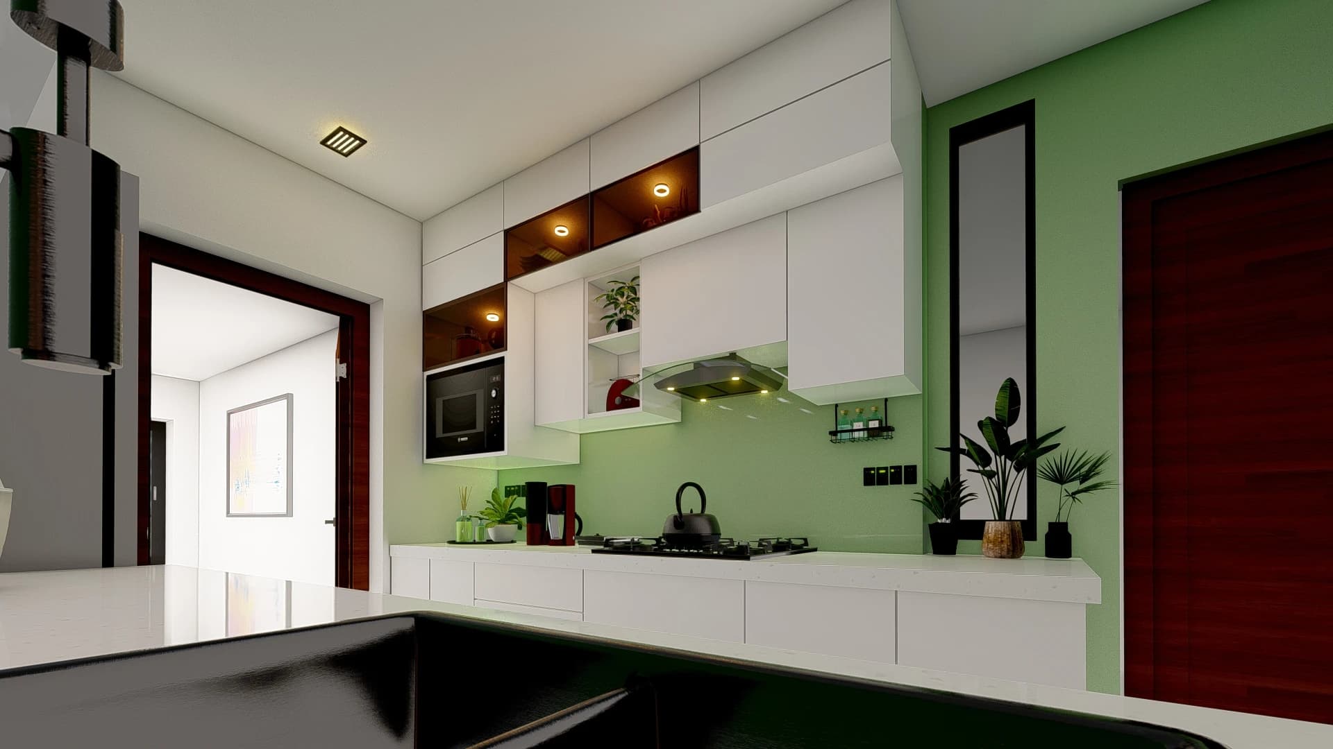 Pantry Design — Kitchen 3D Rendering, Colombo — interior 3D render, high-gloss cabinetry, Colombo, Sri Lanka